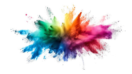 Colorful rainbow powder explosion on a transparent background. Generative AI