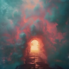 tunnel of clouds with  lighten color