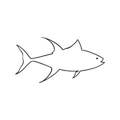 Fish Outline Design For Coloring Book. Marine Life Animal Illustration