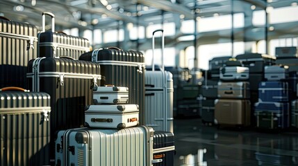  3d rendering.Suitcases in airport. Travel concept.