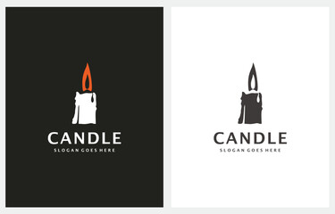 Luxury Elegant Candle Light Simple Linear Logo design icon vector