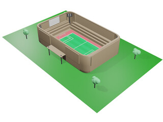 3d render isometric of a football stadium on top view