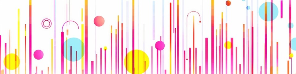 minimalistic  lines circles simple shapes and lines, vertical lines of solid bold neon colours