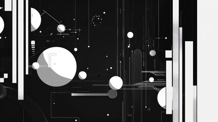  modern abstract background, minimal, cyberpuk, black and white