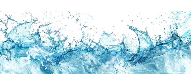 blue splashes of water on white background