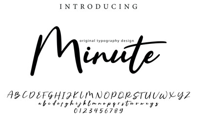 Minute Font Stylish brush painted an uppercase vector letters, alphabet, typeface