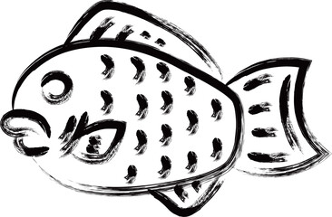 料理食べ物の筆書き単品アイコン　たい焼き