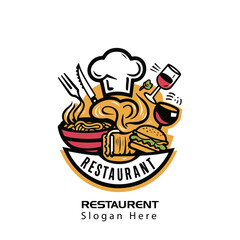 Food and fork and spoon combination for restaurant logo concept. Food and drink logo concept.