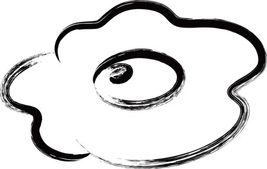 料理食べ物の筆書き単品アイコン　目玉焼き