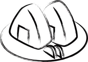 筆書き食べ物アイコン　おにぎり