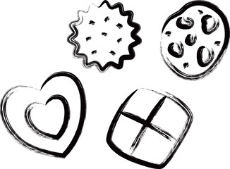 筆書き食べ物アイコン　クッキー