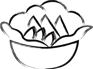 筆書き食べ物アイコン　サラダ