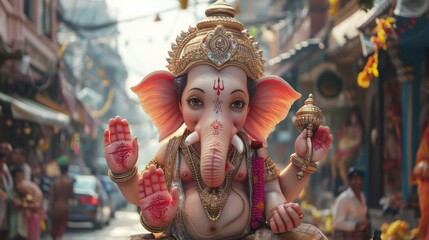 Fototapeta premium A cute ganesh waving goodbye.