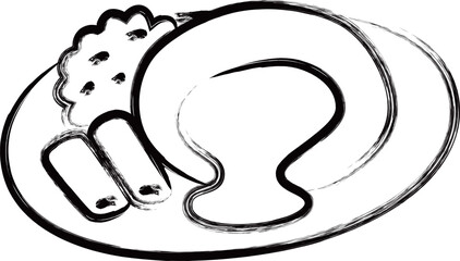 筆書き食べ物アイコン　ハンバーグ