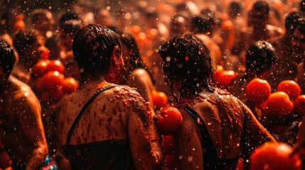 The Epicness of La Tomatina Valencia Festival. Generative Ai.
