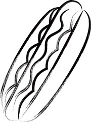 筆書き食べ物アイコン　ホットドッグ