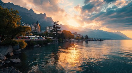 Experiencing the Montreux Jazz Festival in Switzerland. Generative Ai.