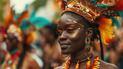 Fashion and Fun at Notting Hill Carnival Festival. Generative Ai.