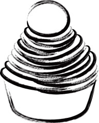 筆書き食べ物アイコン　モンブラン