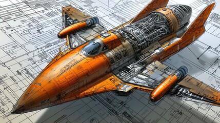 A Comprehensive Technical Illustration of a Plane. Generative Ai.
