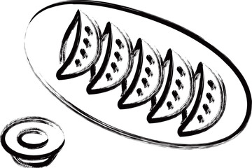 筆書き食べ物アイコン　餃子