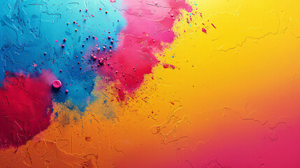 Vibrant Splashes of Blue, Pink, and Yellow with Textured Gradient Background