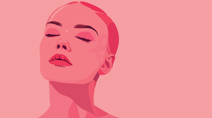 Young woman after chemotherapy on pink background Vector