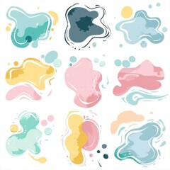 color watercolor shapes on white background