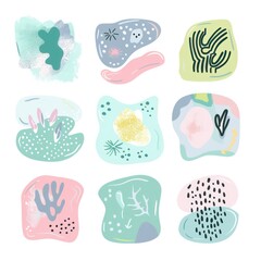 color watercolor shapes on white background