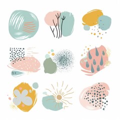 color watercolor shapes on white background