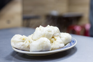 Steamed bun on the plate