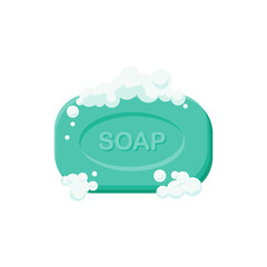 Soap with foam icon cartoon vector illustration. Soap bar with bubbles on white background