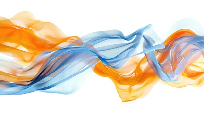 Fototapeta premium glossy blue orange abstract wave, isolated on white background