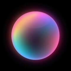 multi color diffused gradient sphere glowing, on black background
