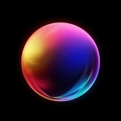 multi color diffused gradient sphere glowing, on black background