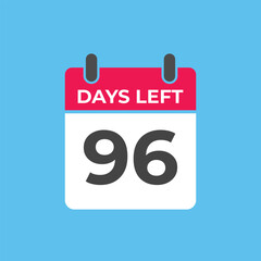 96 days to go countdown template. 96 day Countdown left days banner design. 96 Days left countdown timer