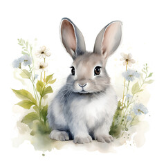 水彩で描いたうさぎのイラスト