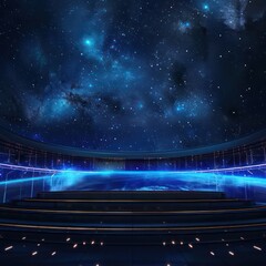 round concert hall, cyberspace background