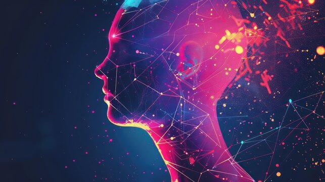 abstract neural network visuals design of futuristic marketing event