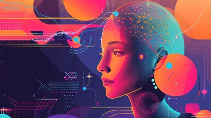 abstract neural network visuals design of futuristic marketing event