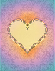 Greeting Card Design with heart and pattern. Mother's Day Card. Copy space.