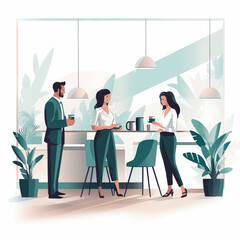 オフィスで談笑する男女