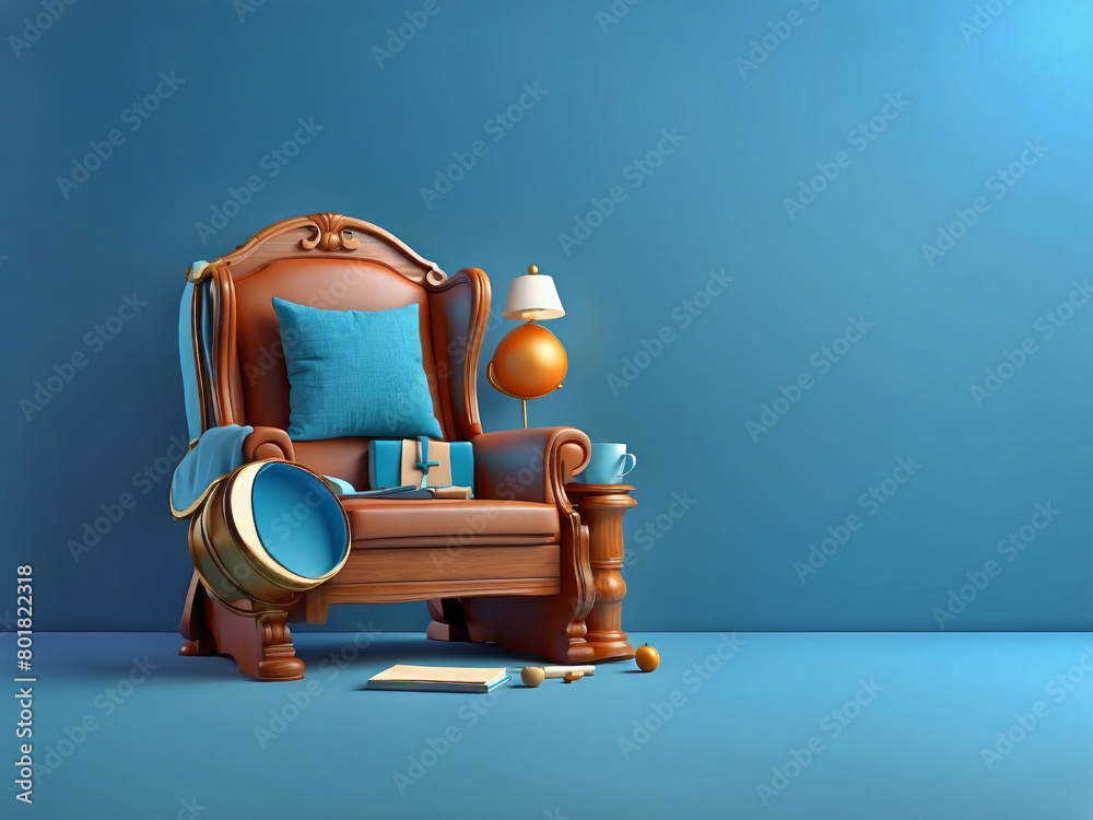 Fototapete 3d rendering. design a banner for father's day on a blue background with a copy space design.
