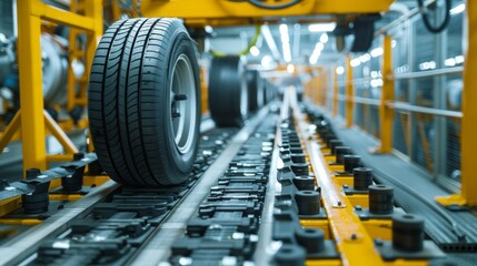 Auto car tyre production machine conveyor.