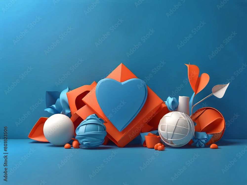 Fototapete 3d rendering. design a banner for father's day on a blue background with a copy space design.