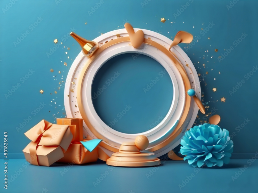 Fototapete 3d rendering. design a banner for father's day on a blue background with a copy space design.