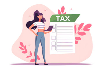 A girl filling a tax related form