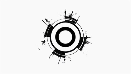 logo design of a circle with several lines, white background