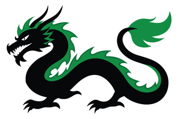 Silhouette of green wood chinese dragon symbol vector