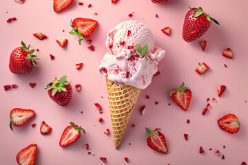 Strawberry Delight Ice Cream Cone